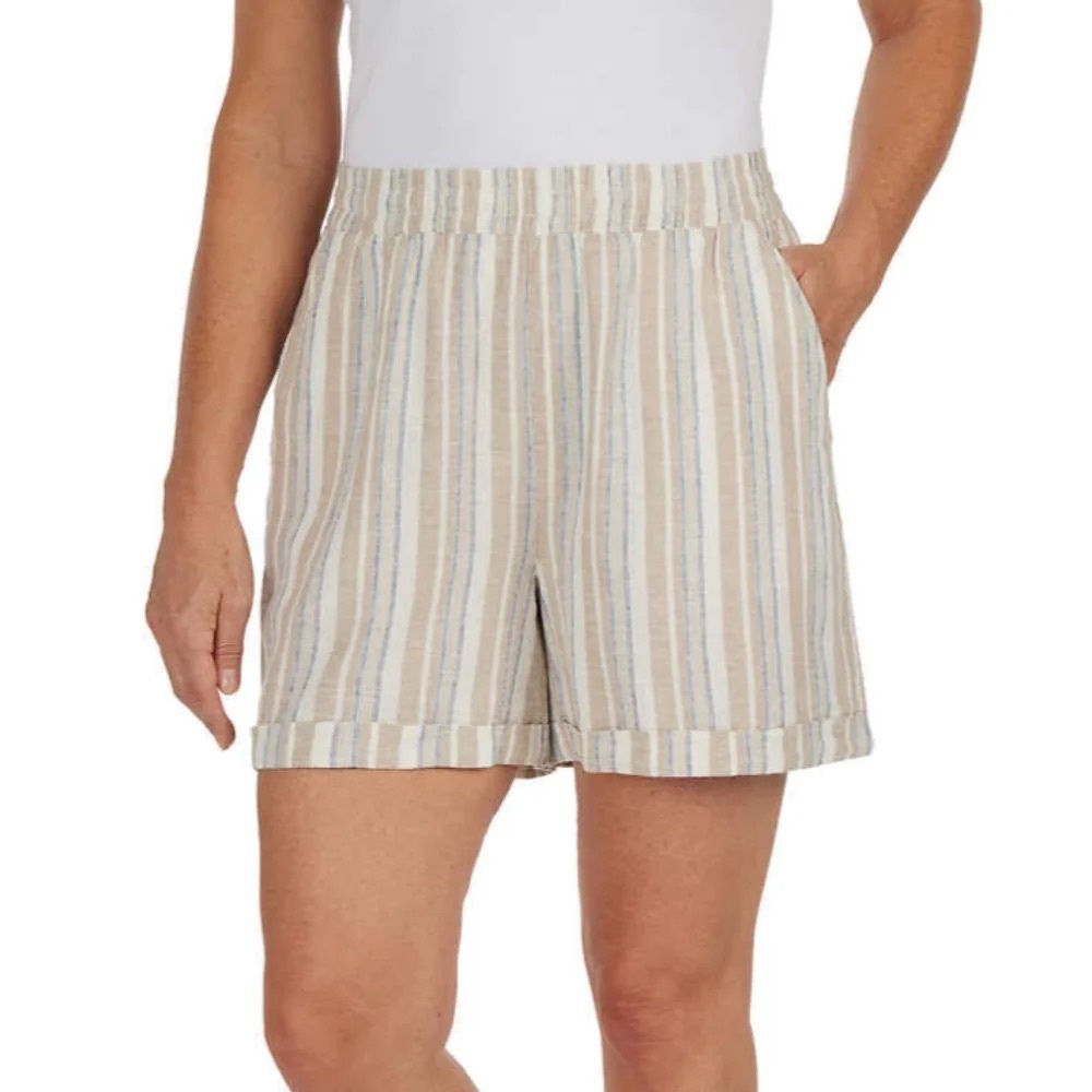 Frank by Frank & Oak Linen Striped High-Waisted Shorts